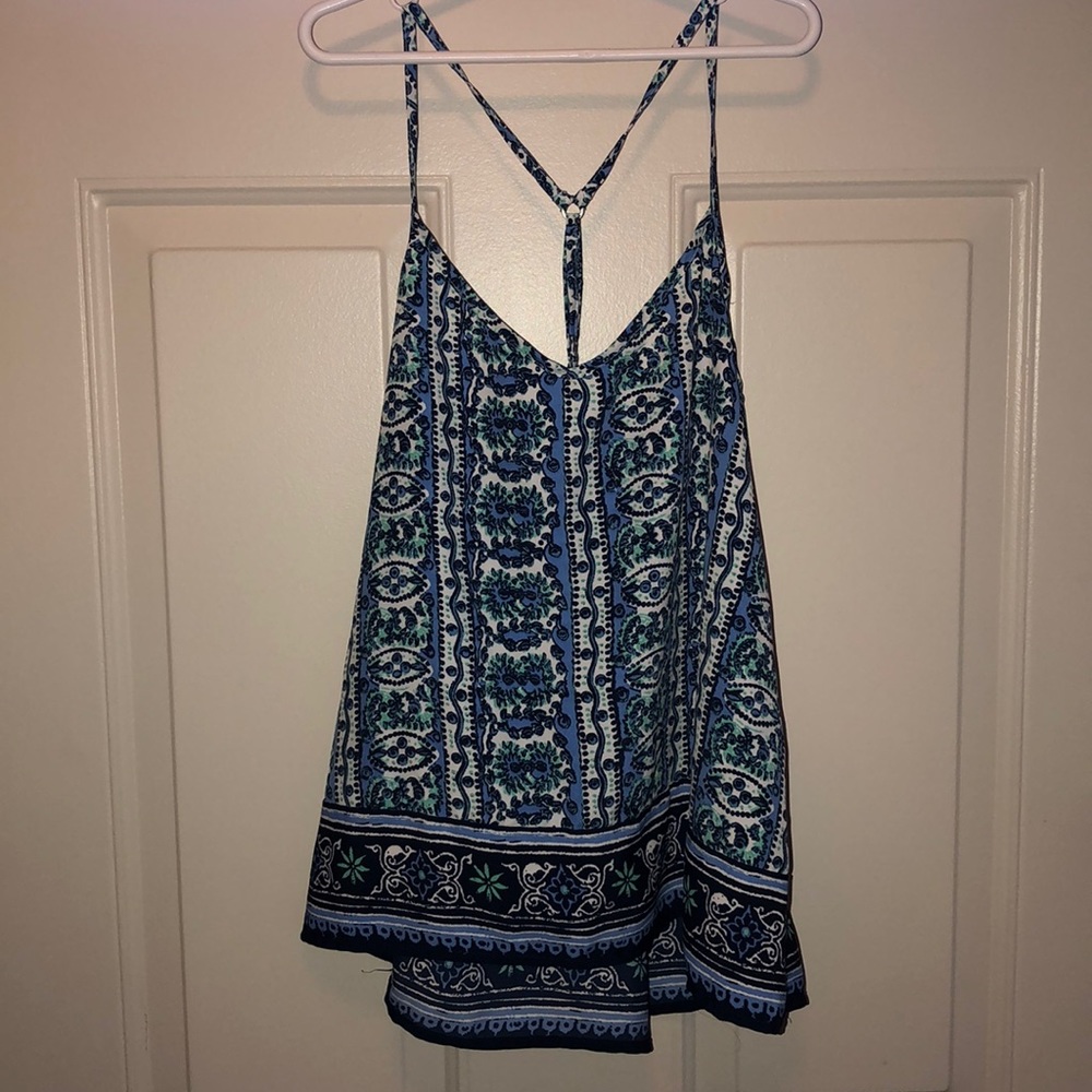 Blue and white patterned Hollister tank top